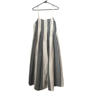 Madewell Pleated Midi Dress in Stripe Size 8